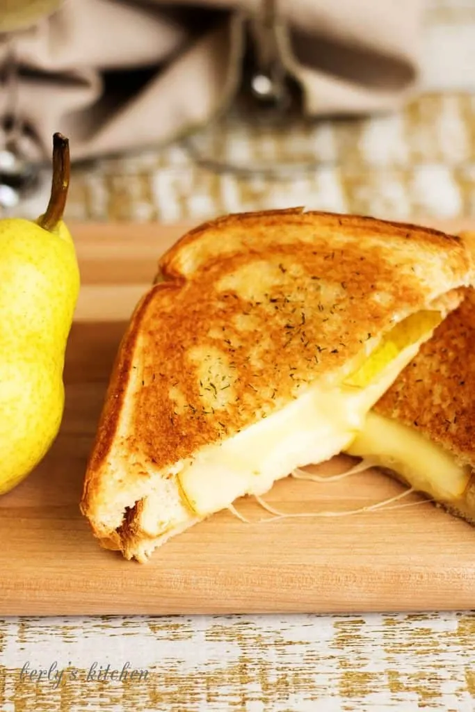 Our sweet and savory grilled brie and pear sandwiches are a delightful balance of ripe, fruity pears and salty, creamy brie cheese.
