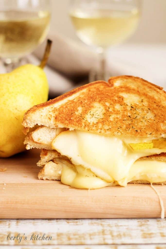 Our sweet and savory grilled brie and pear sandwiches are a delightful balance of ripe, fruity pears and salty, creamy brie cheese.