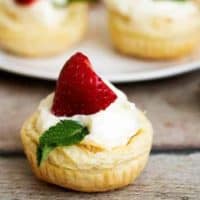 Strawberry Key Lime Cups with fresh mint.