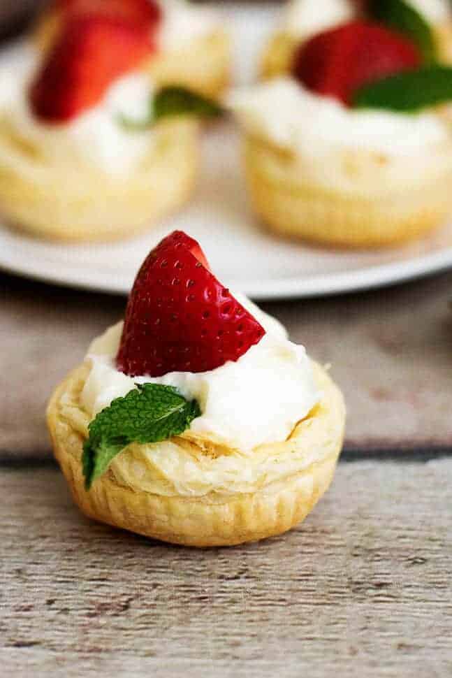 Strawberry Key Lime Cups with fresh mint.