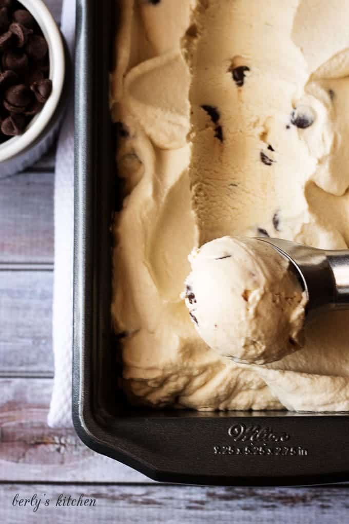 Kim's homemade coffee ice cream with chocolate chips is the simple but decadent dessert you have been searching for all Summer long.