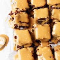 Stovetop brownies with salted caramel sauce are a great way to cure a nagging sweet tooth. Thick fudgy brownies topped with buttery, rich caramel sauce make the perfect dessert indulgence.