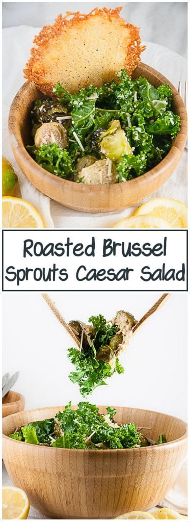 Wooden bowl with Caesar salad.