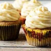 Spiced cupcakes with maple buttercream are a wonderfully sweet dessert filled with the warm flavors of fall. Cinnamon, nutmeg, and ginger mix perfectly with the subtle flavor of maple.