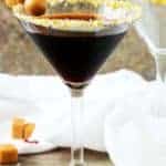 Salted Caramel Coffee Martini in sugar rimmed glass.