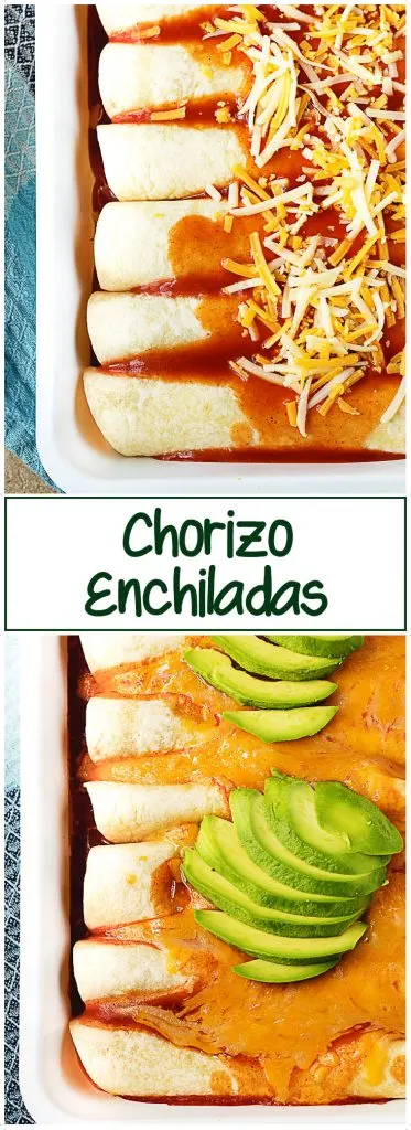 Both the prepped and cooked enchiladas in a pan, covered in sauce and melted cheese.