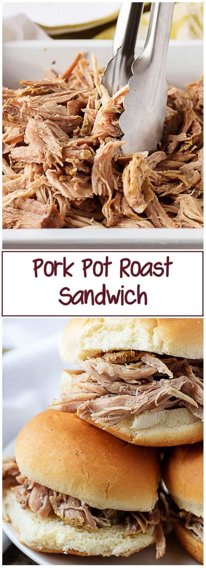 Collage of two pork pot roast photos for pinterest.