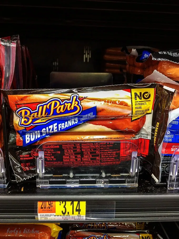 The hot dogs at Walmart available for purchase.