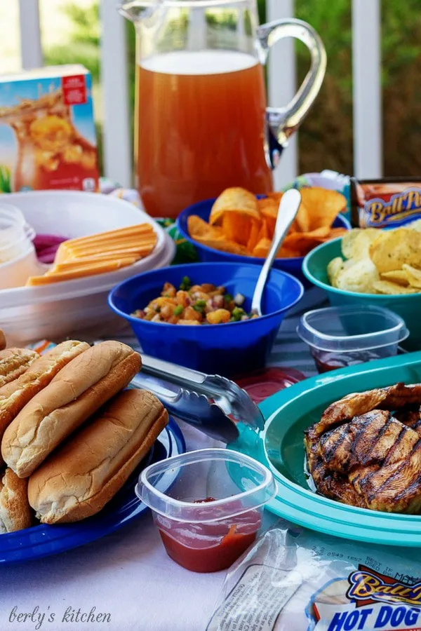 A photo of the finished food outside for your backyard bash.