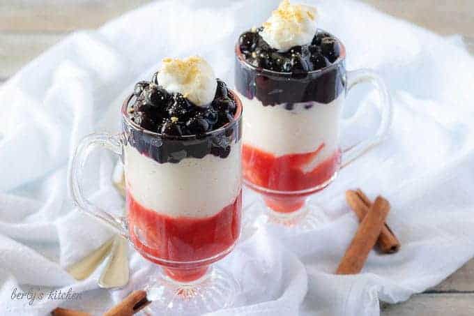 Strawberry blueberry cheesecake parfaits