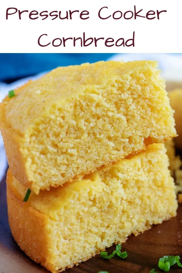 Photo of stacked buttermilk cornbread used for Pinterest.