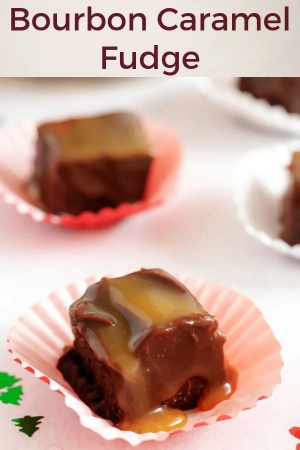 Bourbon Caramel Fudge image used for Pinterest.
