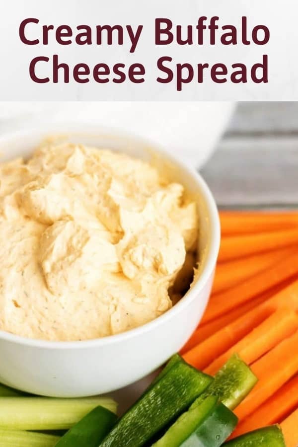 Photo of creamy buffalo cheese spread used for Pinterest.