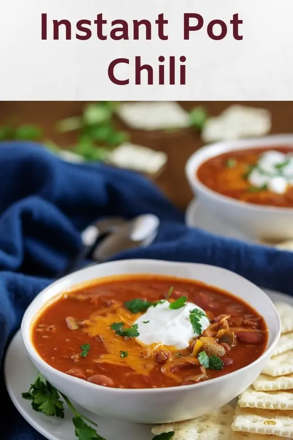 Photo of Instant Pot chili used for Pinterest.