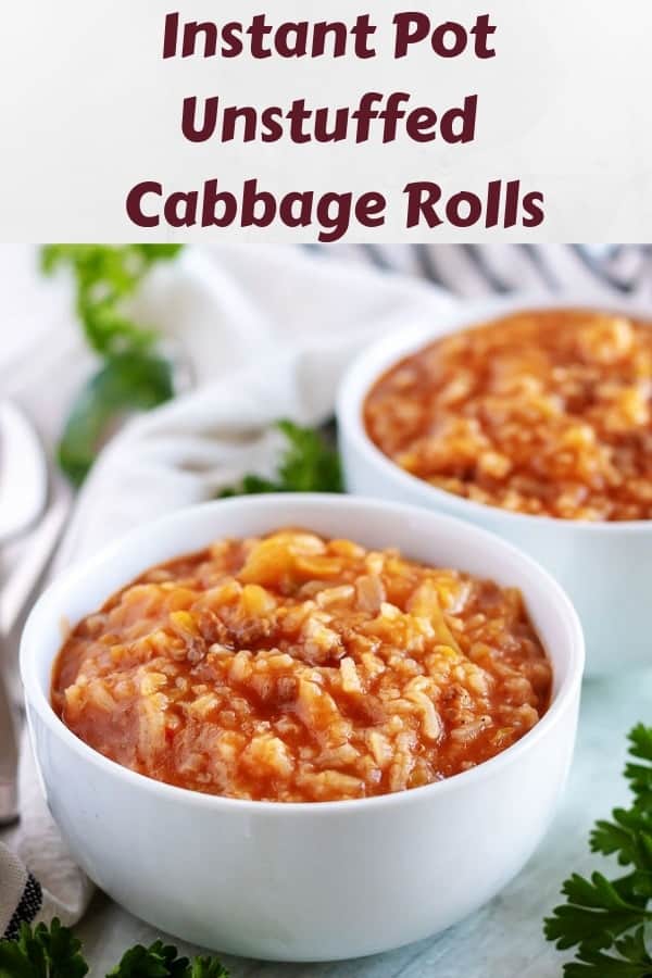 A photo of Instant Pot Unstuffed Cabbage Rolls used for Pinterest.