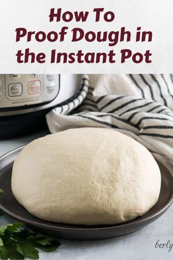 Plate of proofed pizza dough used for Pinterest.