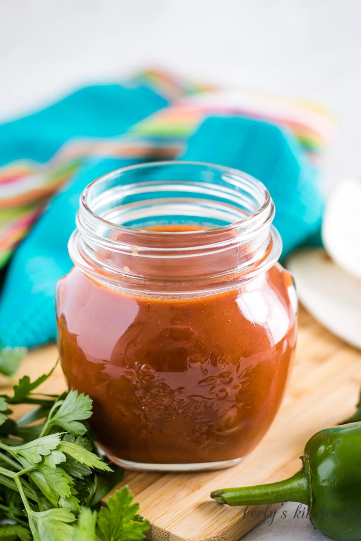 A close-up photo of the sauce to show viewers the spices.