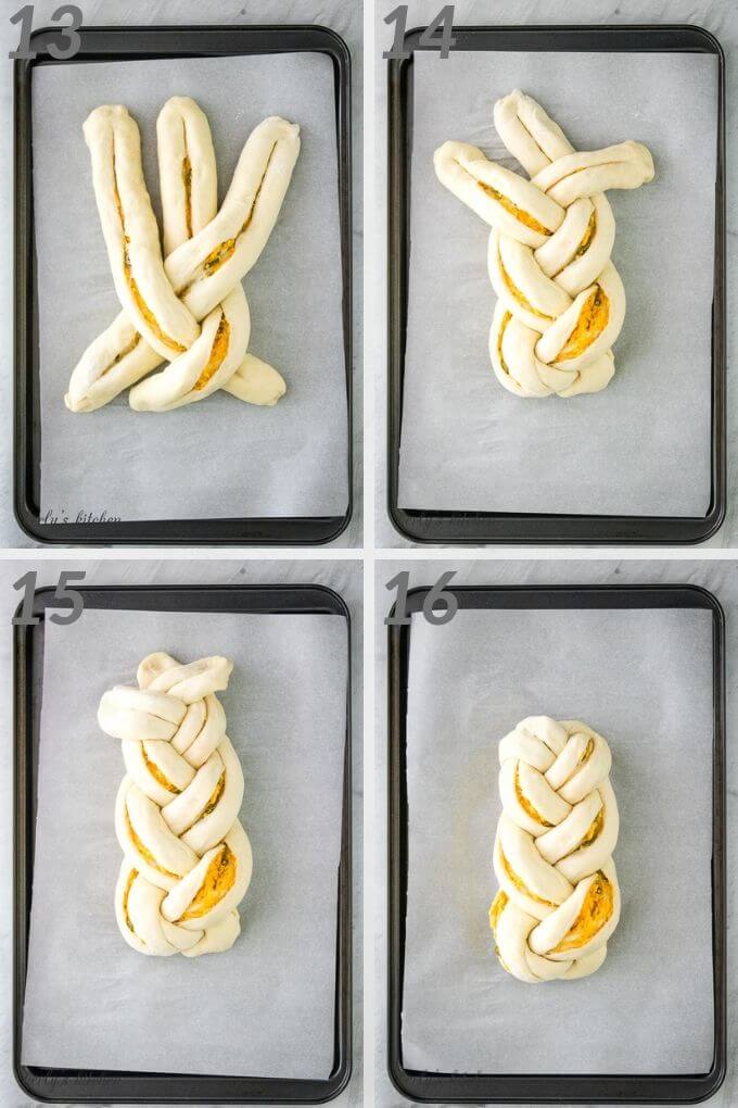 Fourth collage photo of cheese braided bread.
