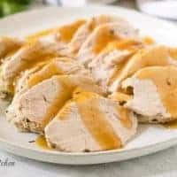 Slices of pork tenderloin drizzled with a sweet honey glaze.