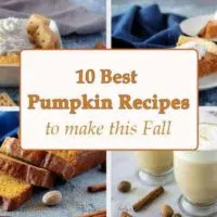 Four photos of pumpkin dishes in a collage and labeled.
