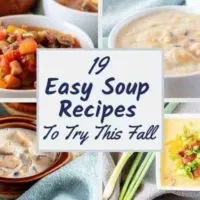 Collage showing 4 photos of soup with text overly stating 