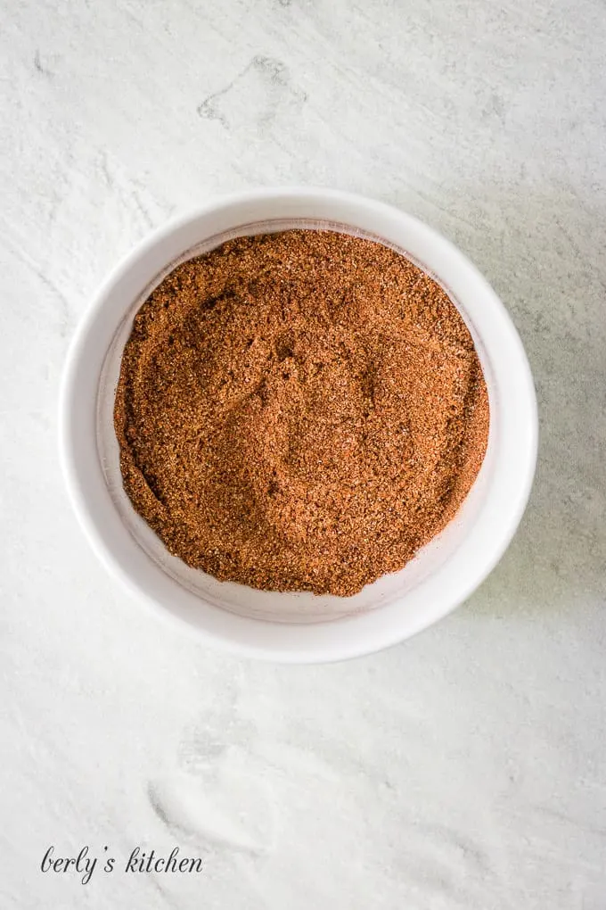 An aerial view of the spice blend in a bowl.