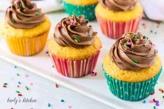 Cake Mix Cupcakes with Chocolate Buttercream
