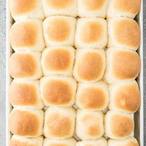The yeast rolls have baked and are ready to serve.