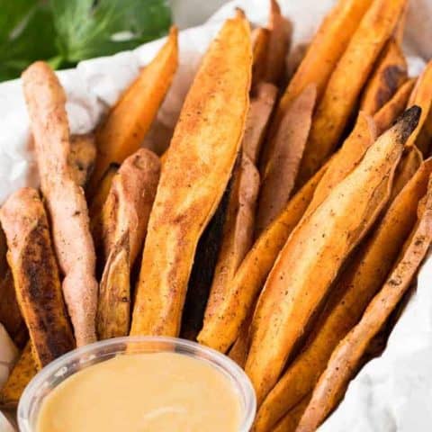 Sweet potato french fries with maple butter.