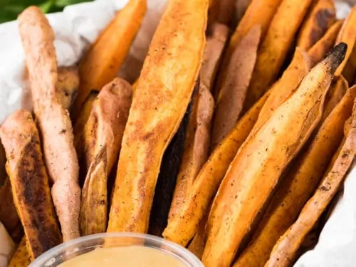 Sweet potato french fries with maple butter.