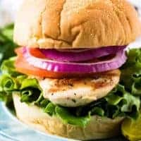 A close-up of the grilled chicken sandwich on a bun.