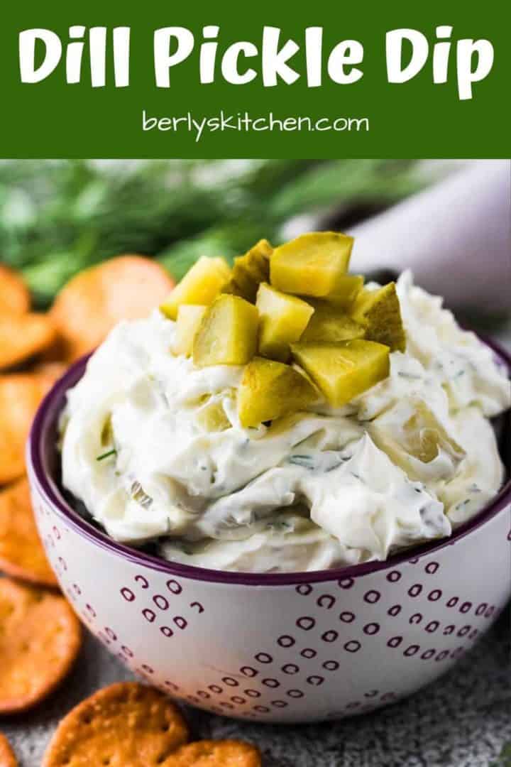 Our crunchy dill pickle dip served with small pretzel crackers.