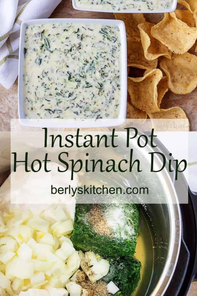 Instant Pot hot spinach dip photos used for Pinterest.