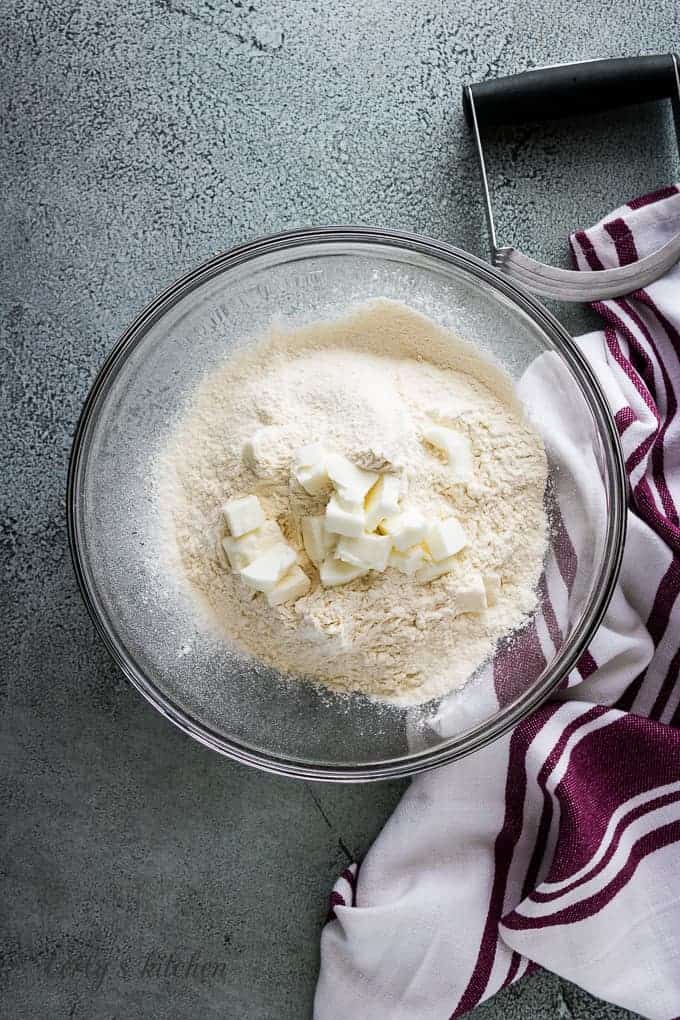 Vegetable shortening added to the flour mixture.