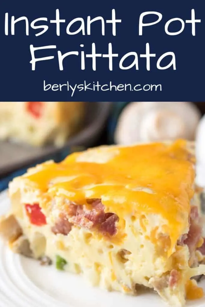 A slice of the pressure cooker frittata with melted cheese.