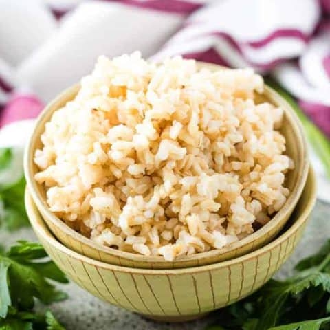 Instant Pot Minute Brown Rice Recipe One bowl of the cooked minute rice.