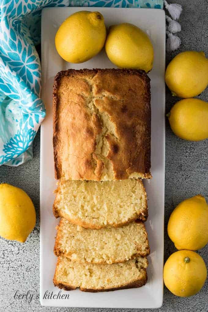 An aerial view of the baked quick bread.