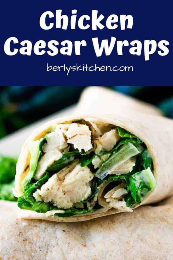 A close-up view of the chicken wrap showing the filling.