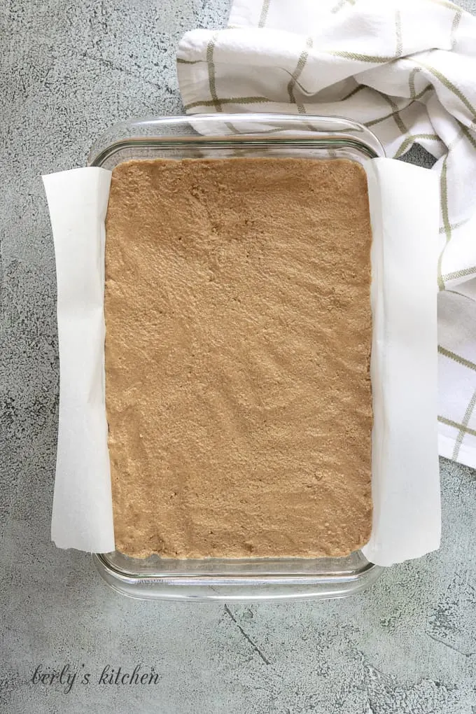 The filling has been added to the prepared dish.