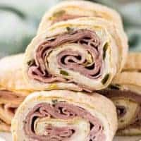 A side-view of the finished pinwheels showing the filling.