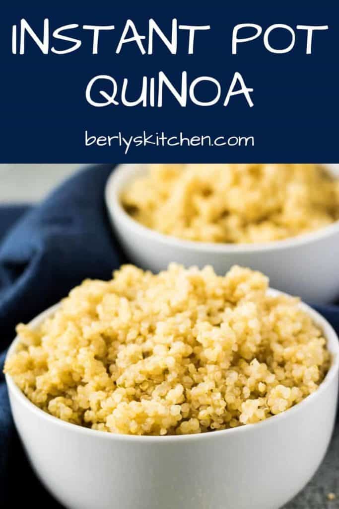 Two small bowls of fluffy instant pot quinoa.