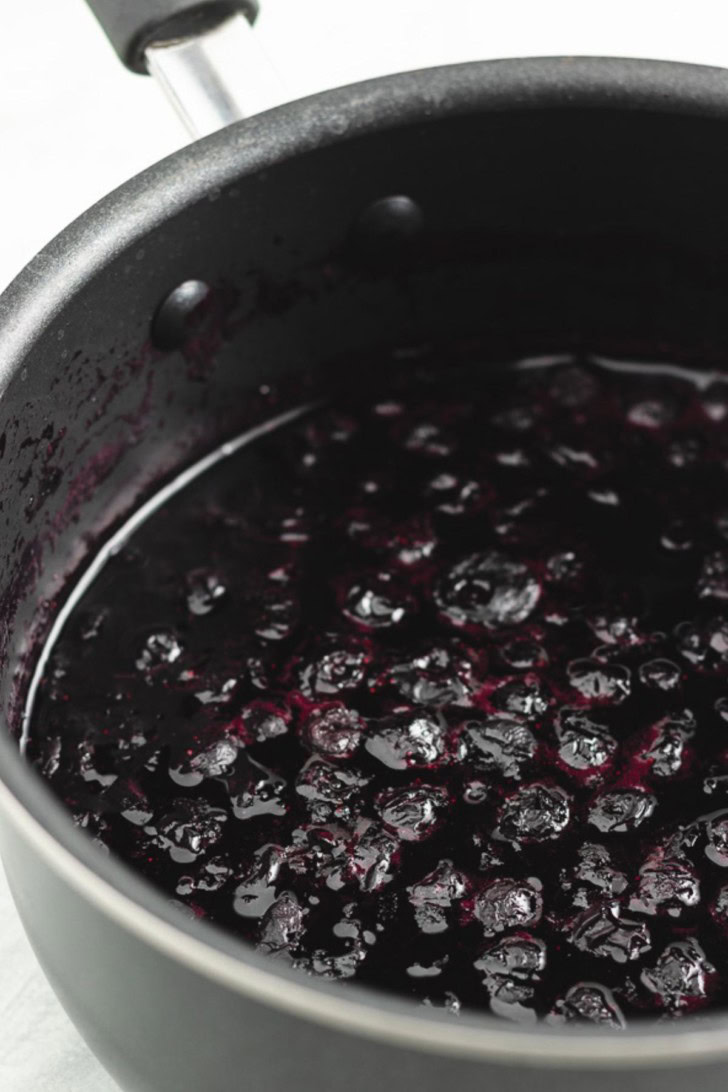 The fruit has cooked own a little and is ready to strain.