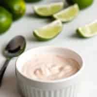 The chipotle sauce has been transferred to a ramekin.