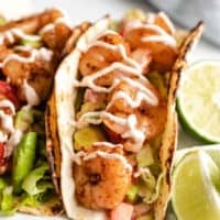 A close-up view of the tacos showing all the ingredients.