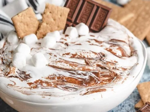 The finished smores dip recipe in a bowl.