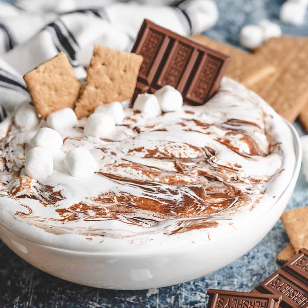 The finished smores dip recipe in a bowl.