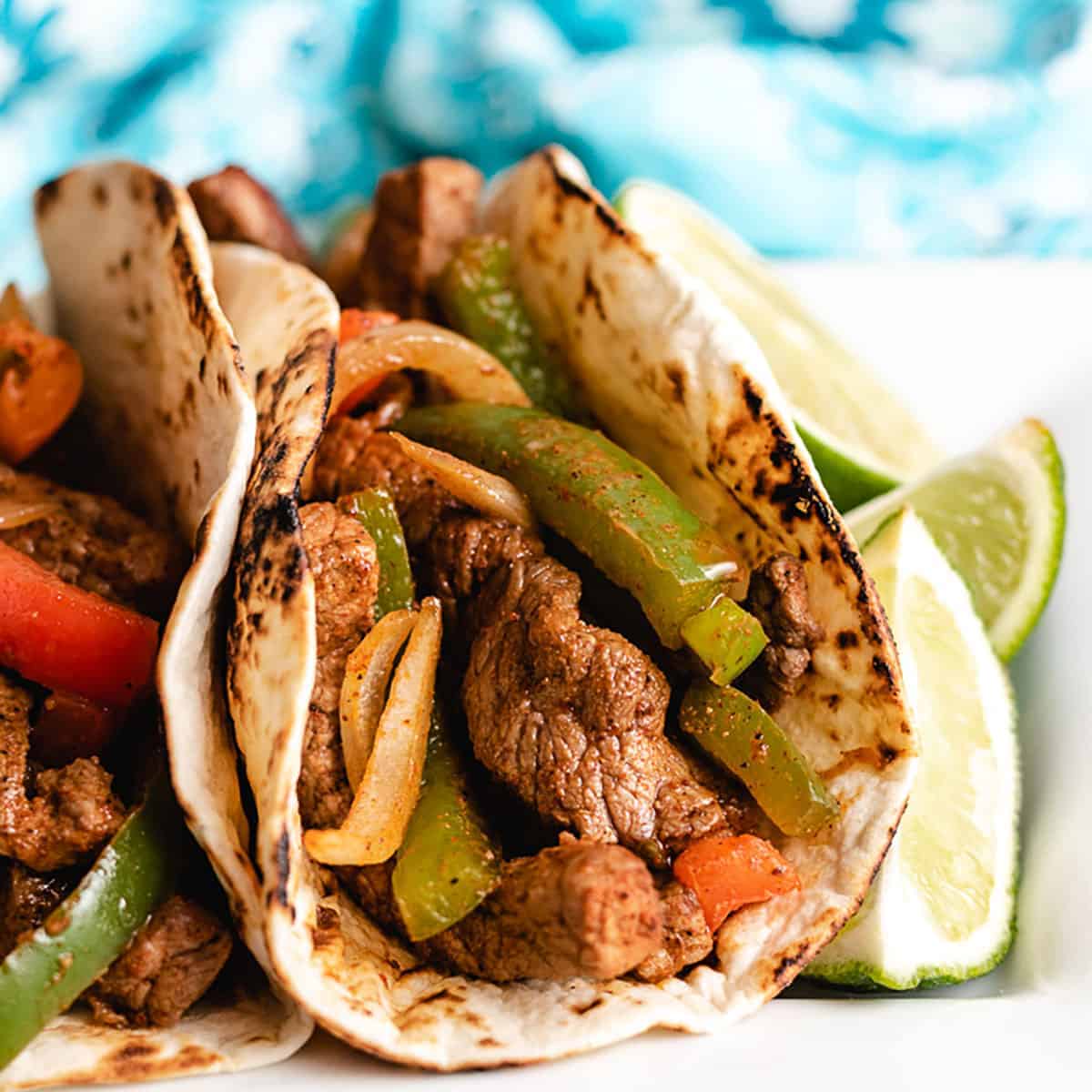 Flat iron steak fajitas