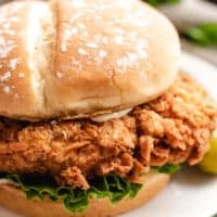 A close-up view of the chicken sandwich on a plate.