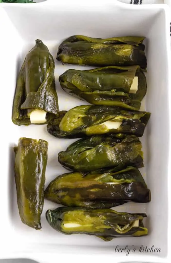 The peppers have been stuffed with cheese.