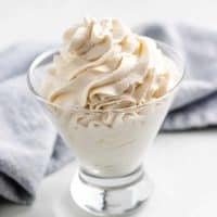 The maple whipped cream in a glass.